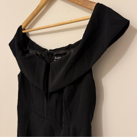 Bardot Off the Shoulder Midi Dress Size Medium 8 Black Cocktail Event Party - Picture 10 of 11
